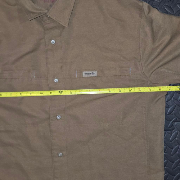 Men's Wrangler Tan Casual Button Down Shirt M - Picture 7 of 8